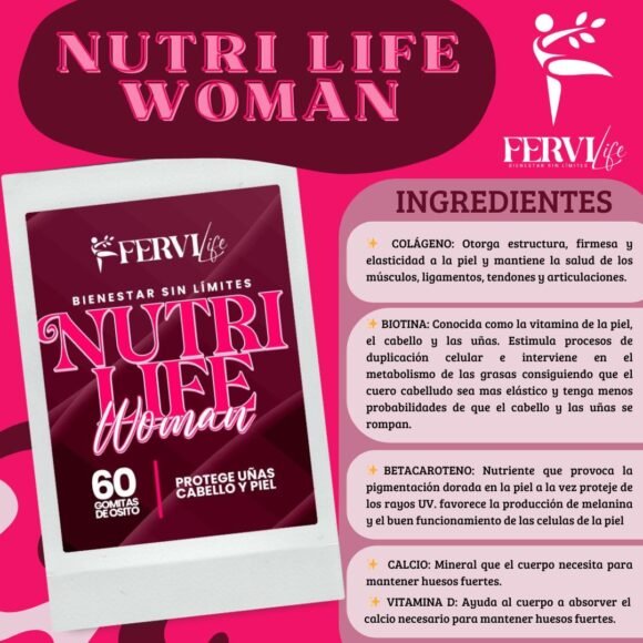 Pack 2 meses de Nutri Life Woman (Protege Uñas, Cabello y Piel) - Imagen 2