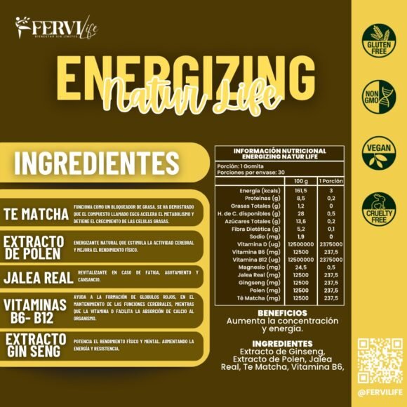 Gomitas Energizing Naturlife (Aumenta la concentración y la energía) - Imagen 4